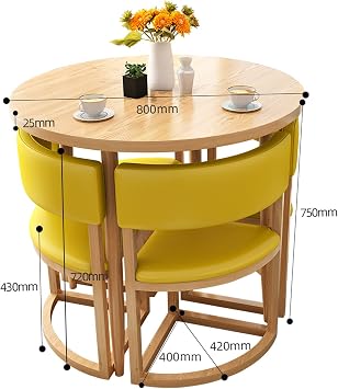 Dining Table Set for 4 Small Round 80cm Dinner Breakfast Dinette Conference Room Tables Space-Saving Office Apartment Study Balcony Kitchen Coffee Sofa Seat Restaurant Hotel Lounge Reception Table ( C