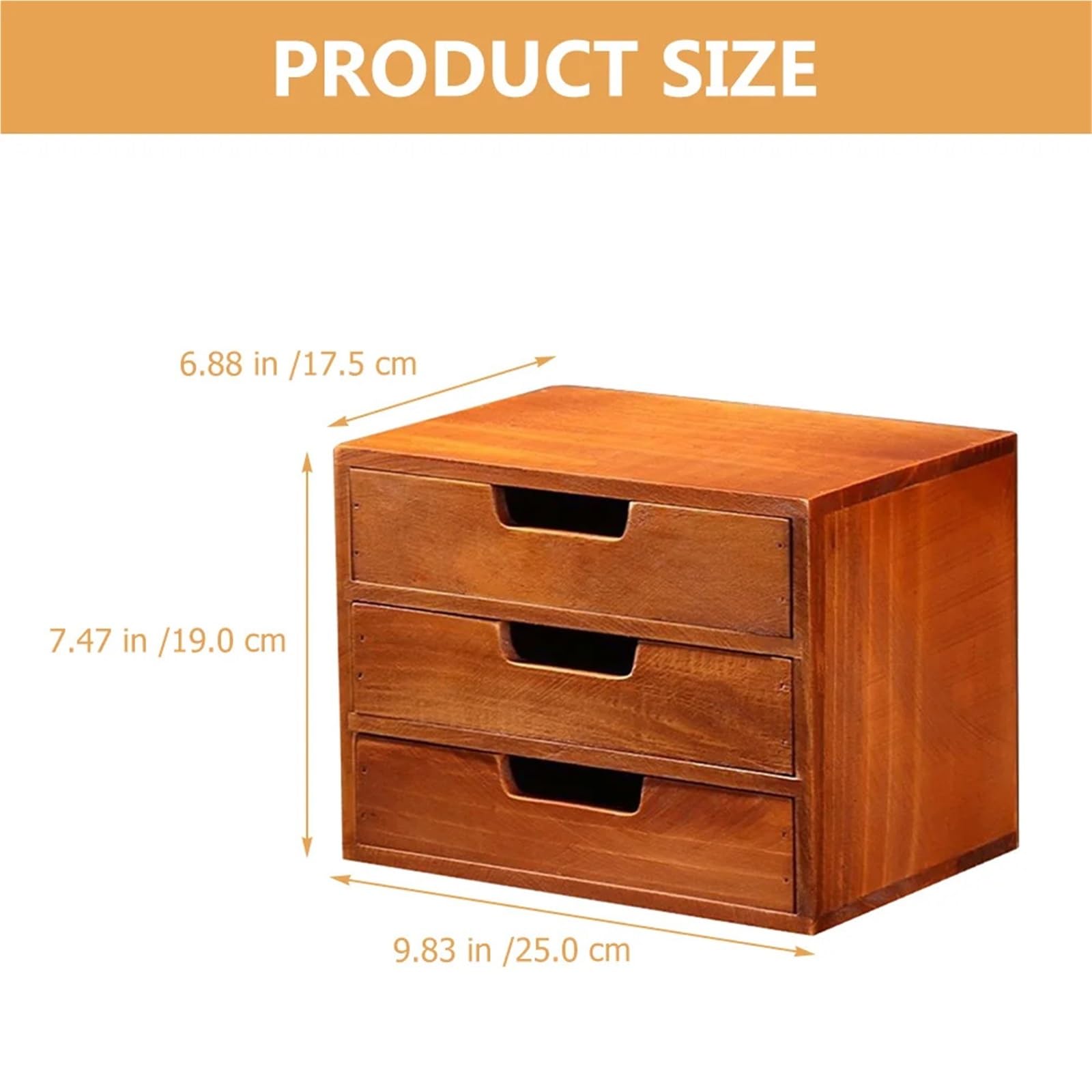 Organizer da scrivania a 3 ripiani, in legno, piccolo cassetto per gioielli, bigiotteria, cancelleria, 25 x 19 x 17,5 cm