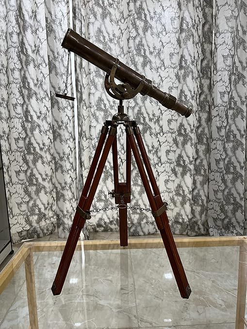 Generic Decorative Single Barrel Handmade Nautical Harbor Master Antique Brass Finish Maritime Vintage Pirates Spyglasses Tripod Telescope Table Home Office Decor, SS-085