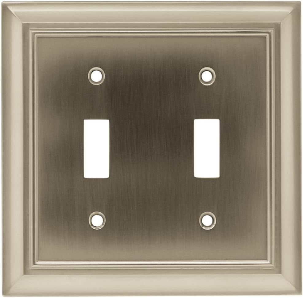 64208 Architectural Double Toggle Switch Wall Plate / Switch Plate / Cover satin nickel