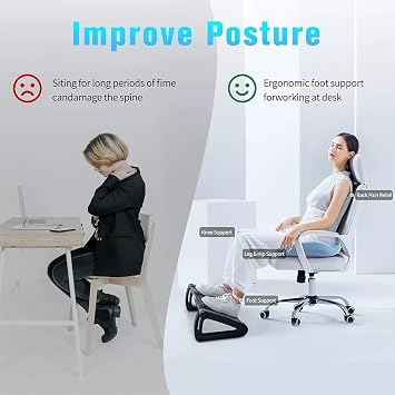 Foot Rest Under Desk, Adjustable Height Footrest Ergonomic Foot Stool with Roller Massager for Office, Pressure Relief, Straightening The Hunchback, Under Desk, Home