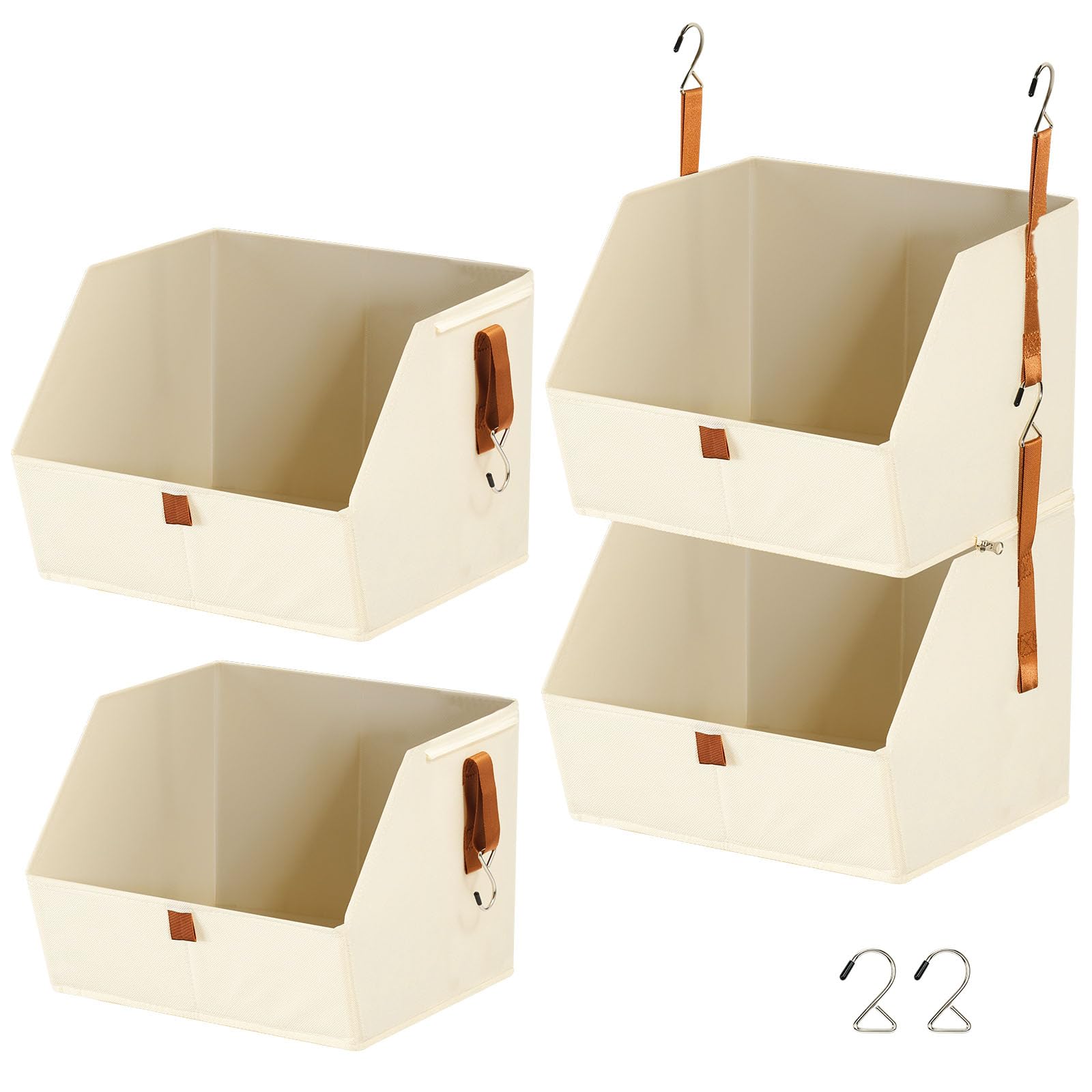 Organizer da appendere, portaoggetti da appendere, gancio in metallo, organizer per armadio | 4 scomparti, in tessuto non tessuto, da appendere, pieghevole e salvaspazio, per camera da letto