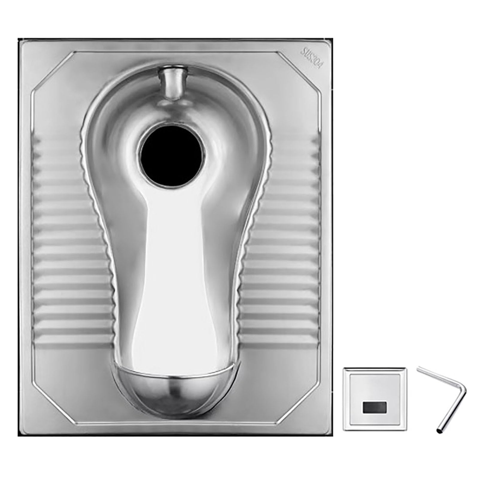 VAYEODEYU 304 Stainless Steel Squat Toilet Odor-Proof High Pressure Flush for Public Restrooms(D)