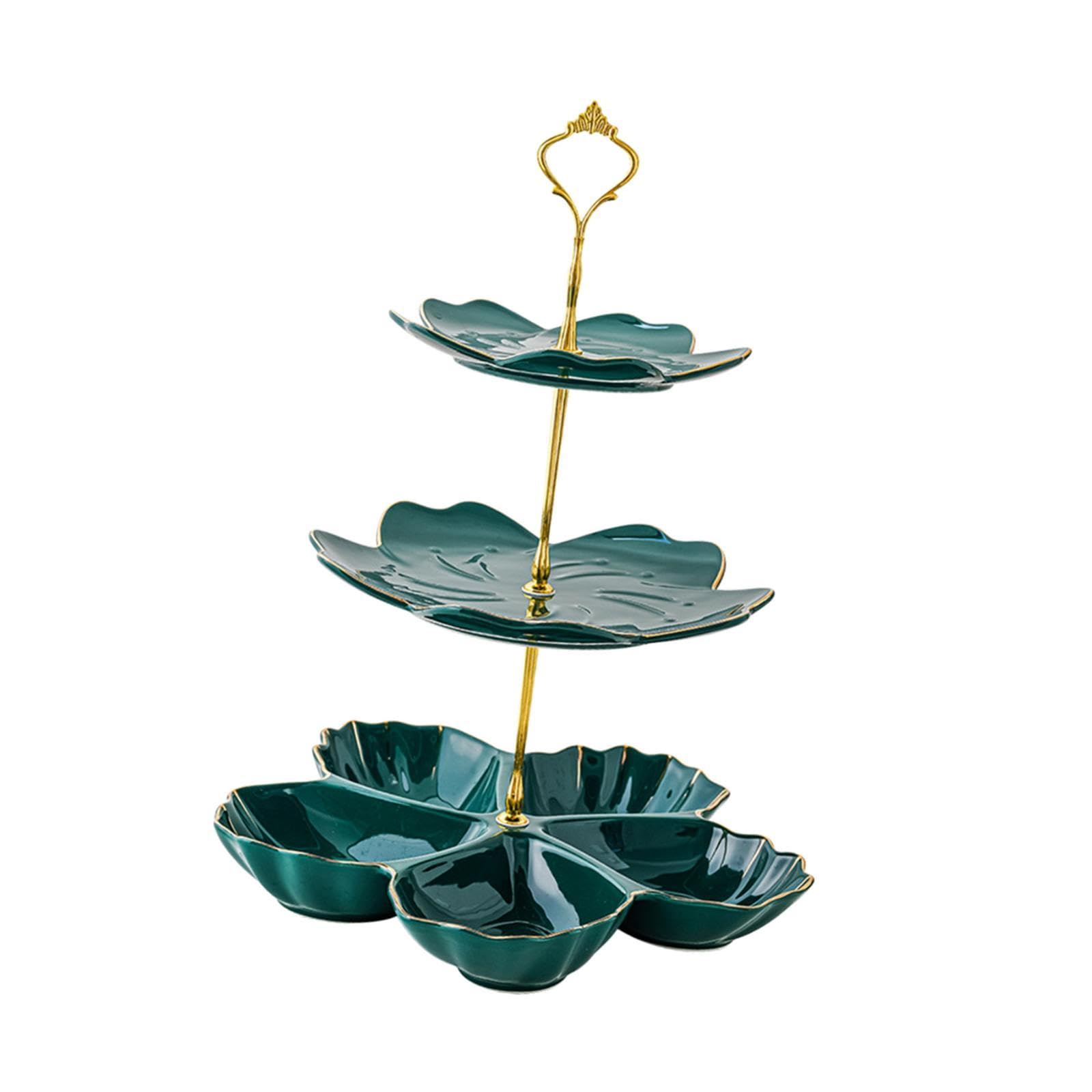 Soporte para Pasteles de Varios Niveles Hecho de, Soporte para Postres, Decoración del Hogar, Bandeja para Servir Postres, 3 Niveles Verde, Individual