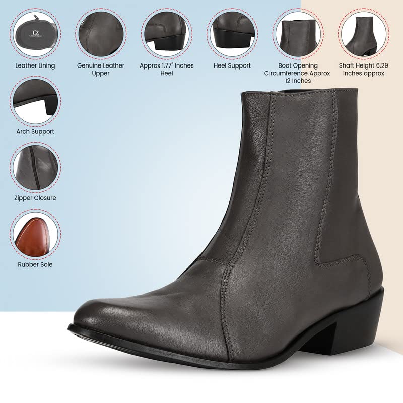 Image of LIBERTYZENO Mens Animal Print & Plain Leather Adults High Ankle Retro Dress Boots for Easter Gift