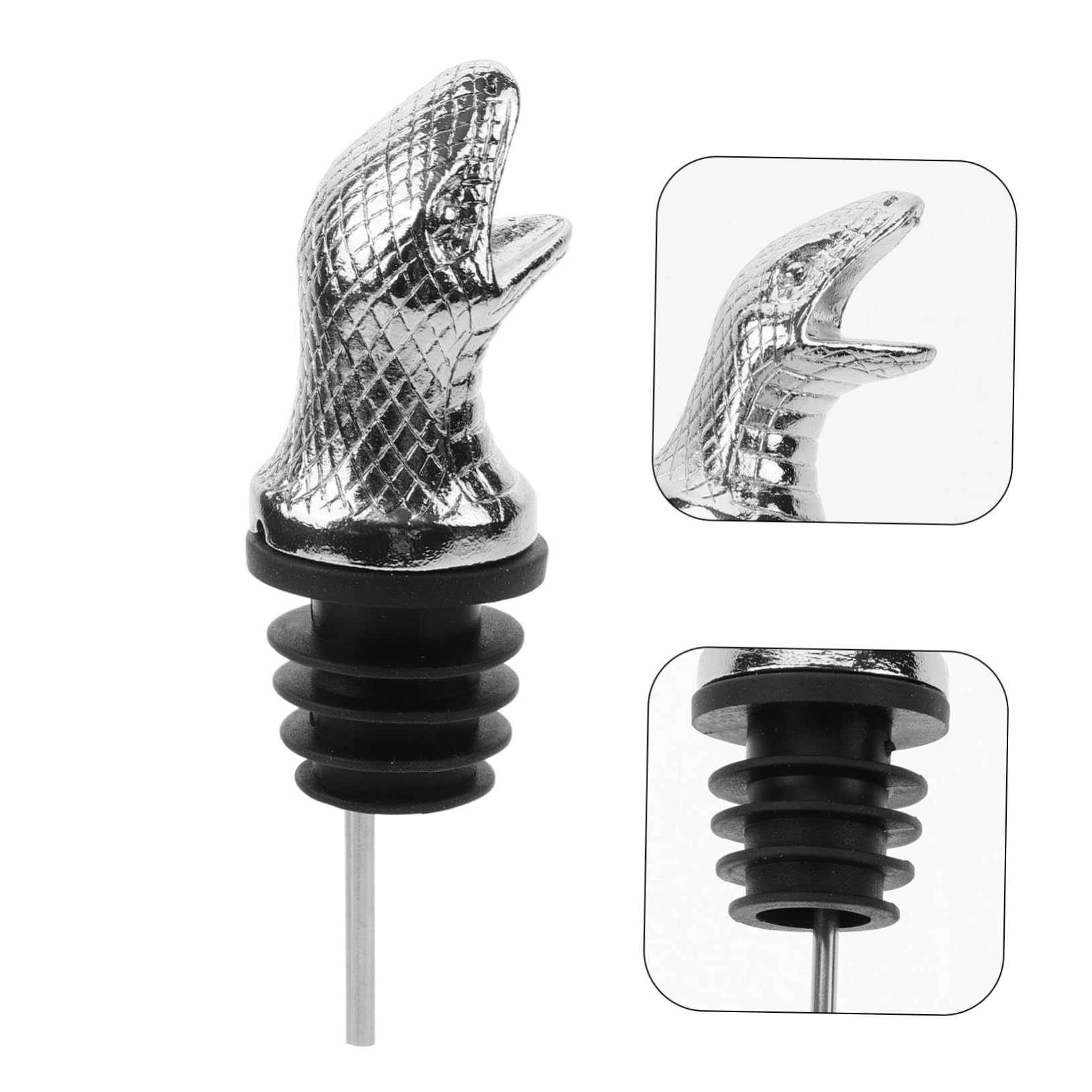 Wakauto Unique Snake Head Wine Pourer Alloy Material Easy Insert Stylish for Parties Wine Utensils