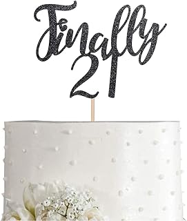 21 Black Glitter 21st Birthday Cake Topper, Finally 21 Birthday Party Cake Topper Decorations, Supplies