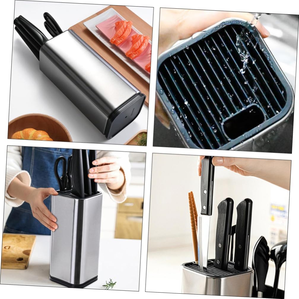 Stainless Steel Knife Block Kitchen Knives Storage Rack Holder Practical Cutter Organizer for Home and Restaurant Use