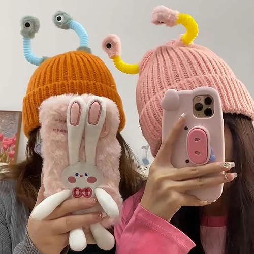 Miniatura 3 de hwqsad Winter Parent-Child Cute Glowing Little Monster Knit Hat,Cute Glowing Little Monster Knit Hat