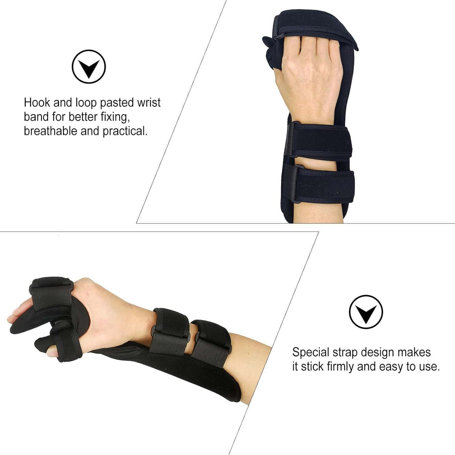 Wrist Support Brace Hand Immobilizer with Adjustable Straps for Relief and Healing Breathable Resting Hand Splint for Carpal Tunnel Arthritis and Injury Suitable for Day and Night