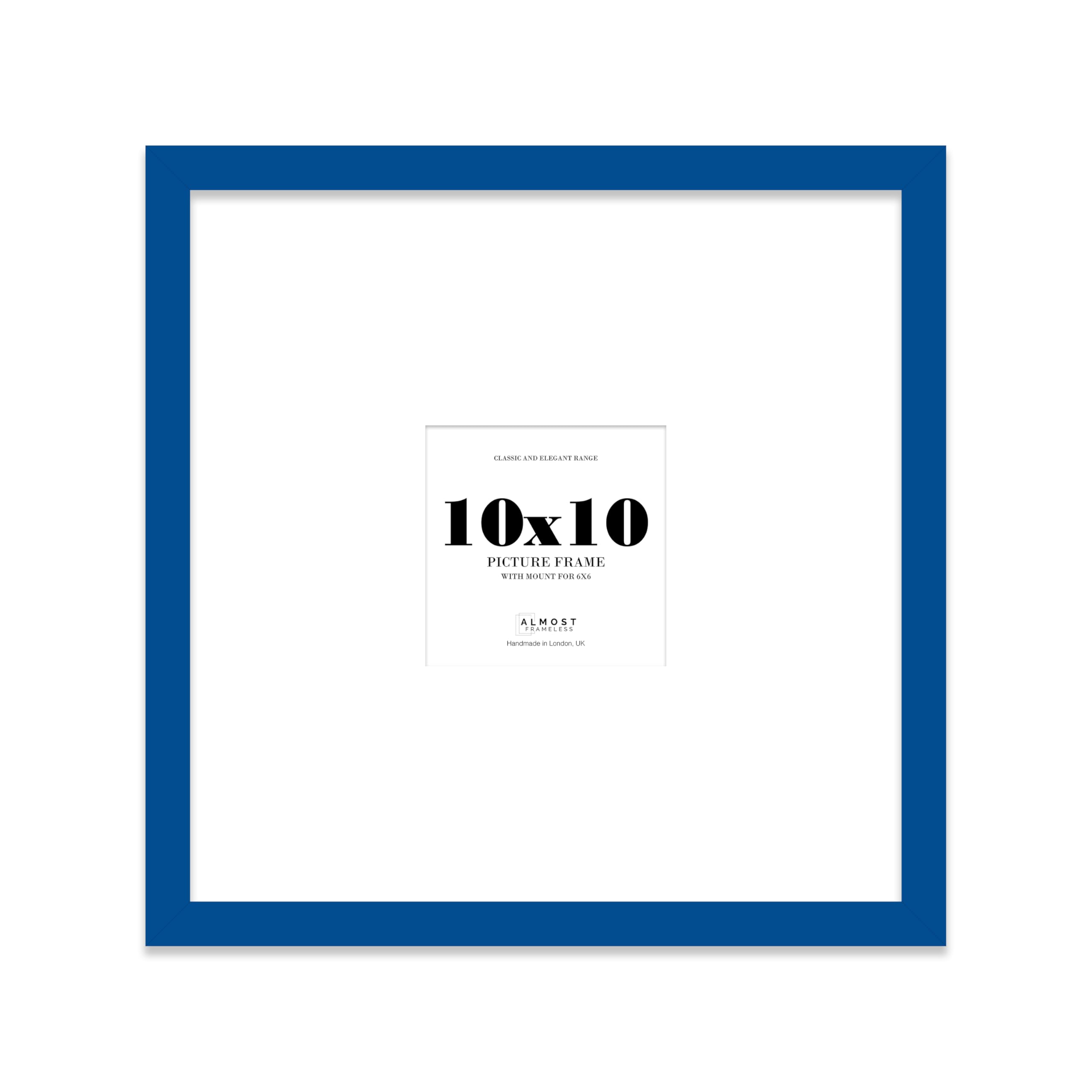 10x10 Square Picture Frame, Display Pictures 6x6 With Mat or 10x10 Without Mat, Wall Hanging & Free Standing Photo Frame, Blue, 1 Pack โ image 1