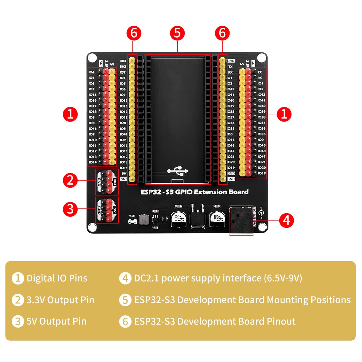 Diymore Scheda di Espansione per ESP32 S3 GPIO per la Scheda di Sviluppo per ESP32 S3 Breakout Board per ESP32 S3 per ESP32 S3 DevKitC 1(44 Pin）