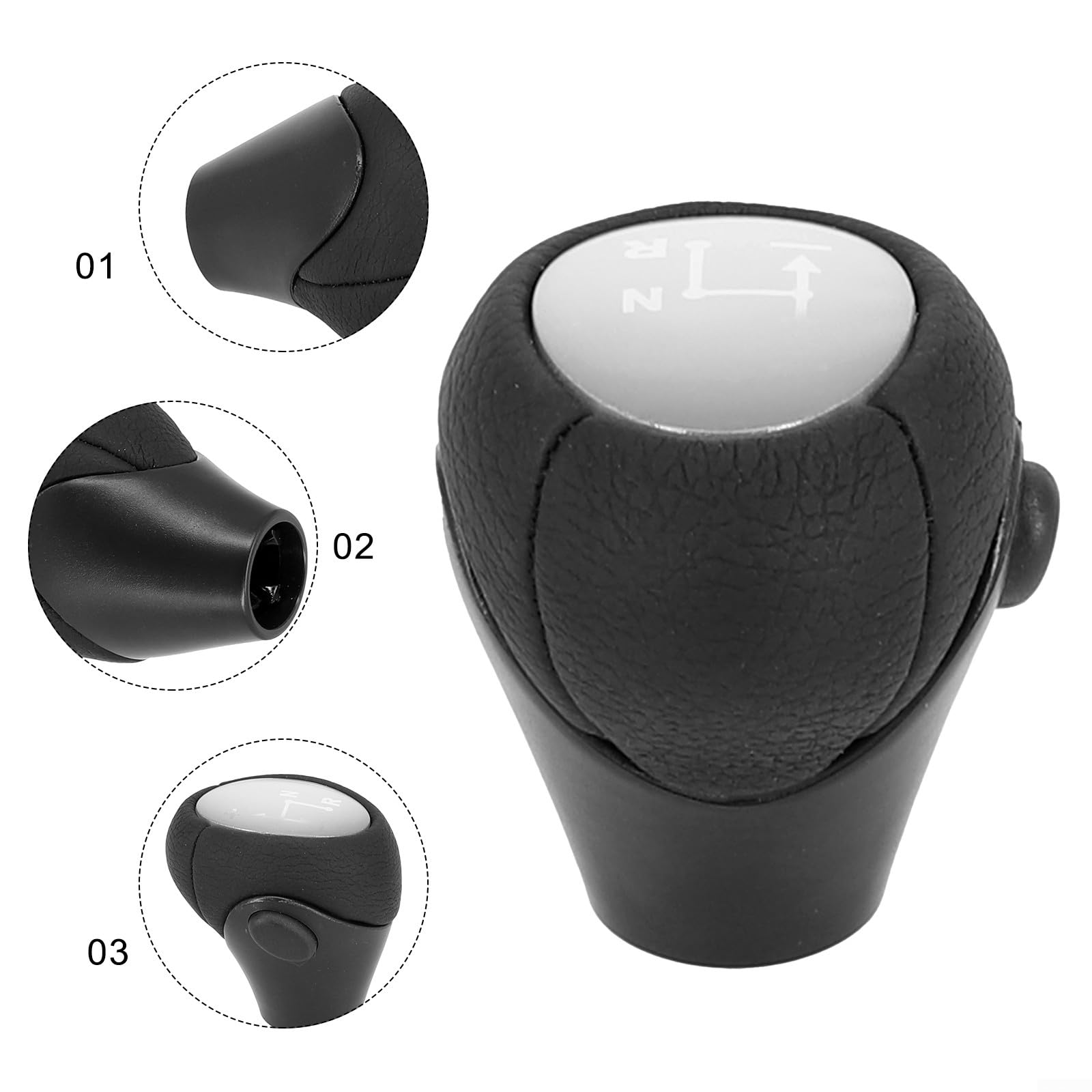 ReachMall Pomello cambio, Pomello del cambio automatico, testa del cambio adatto per Smart 451 07-2018 450/451 2007-2018 cambio automatico in pelle leva del cambio e pomello