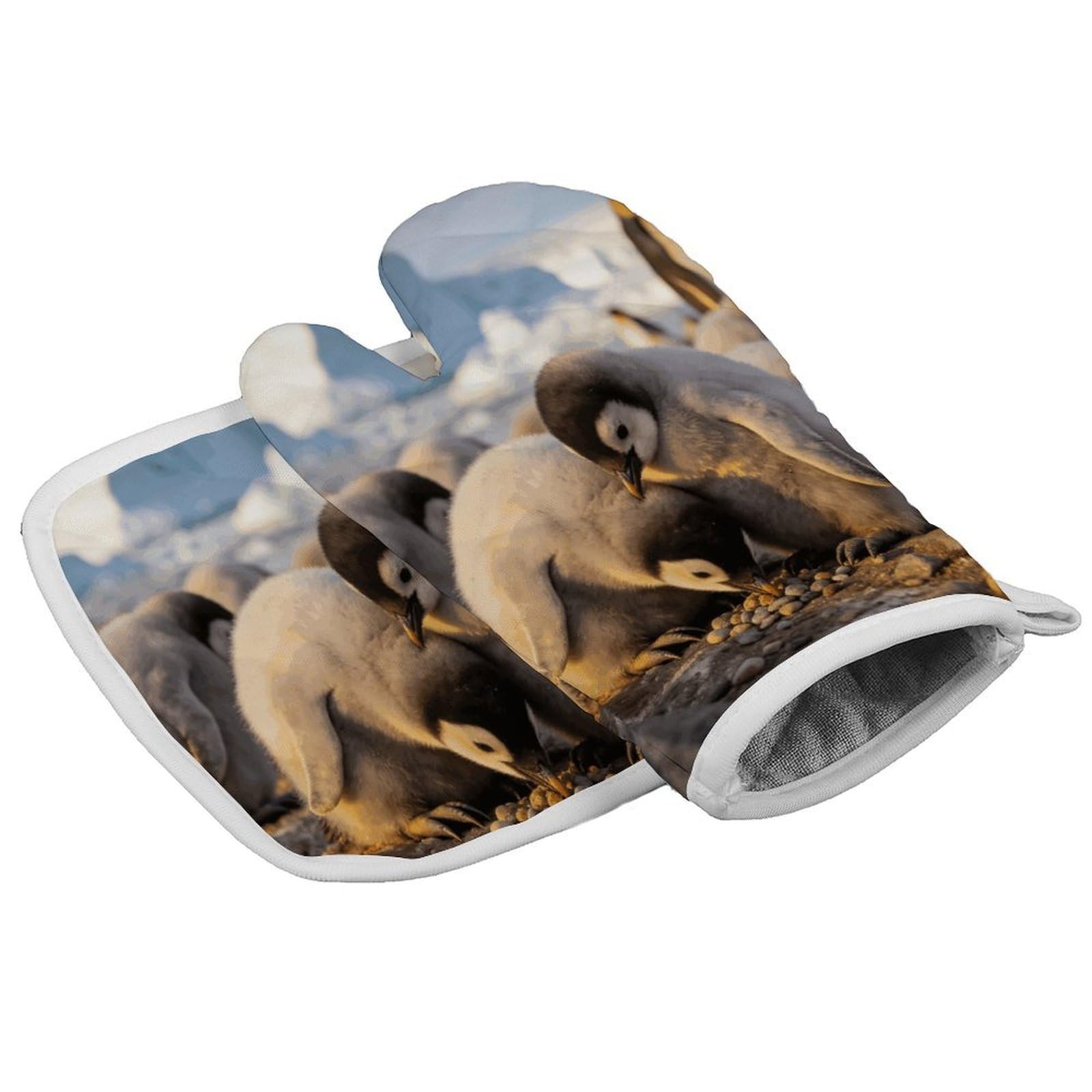 Fodpand Style Penguin Chicks Oven Mitt Set With Lanyard, Cooking Mitt, Protective Thermal Insulation,Kitchen Mitt For Baking, Cooking, Grilling, Microwave