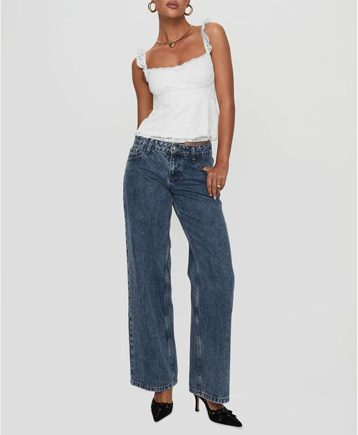 Women Y2k Lace Tank Tops Sleeveless Spaghetti Strap Square Neck Crop Top Vintage Going Out Shirts Streetwear - Image 5