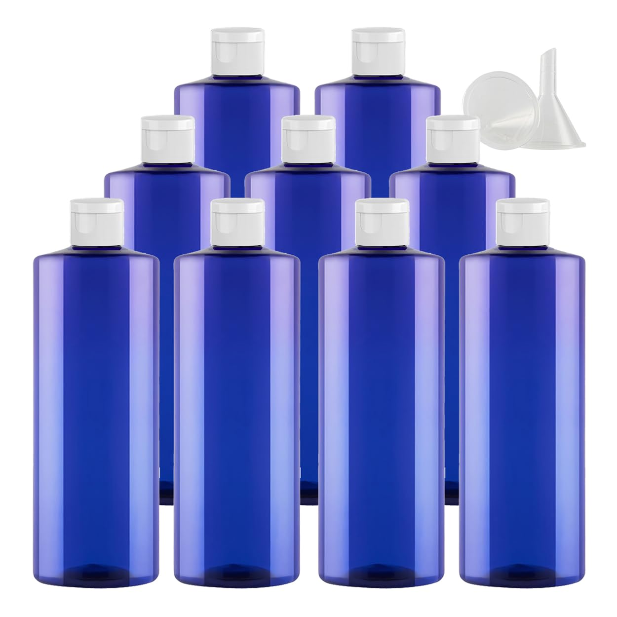 24 Pezzi 500ml flaconi vuoti da Blu in plastica da viaggio bottiglia di lozione con Tappo Flip Top Blanc, ricaricabili, per lozione e shampoo Cosmetica Bottiglie Flaconi