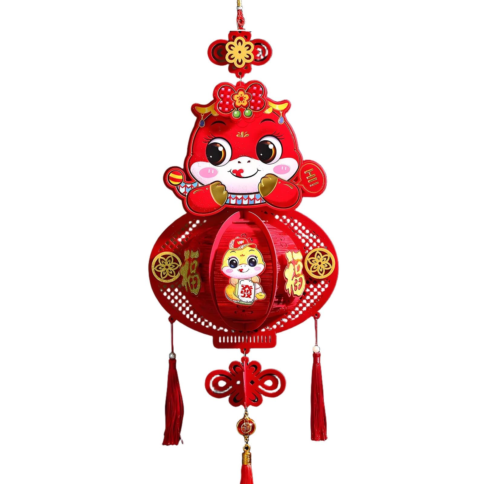 SBZIOJHDR Chinese-style lanterns, Novelty Chinese Snake Year Lanterns, Exquisite New Decorations, Red Hanging Lantern(A,14in)
