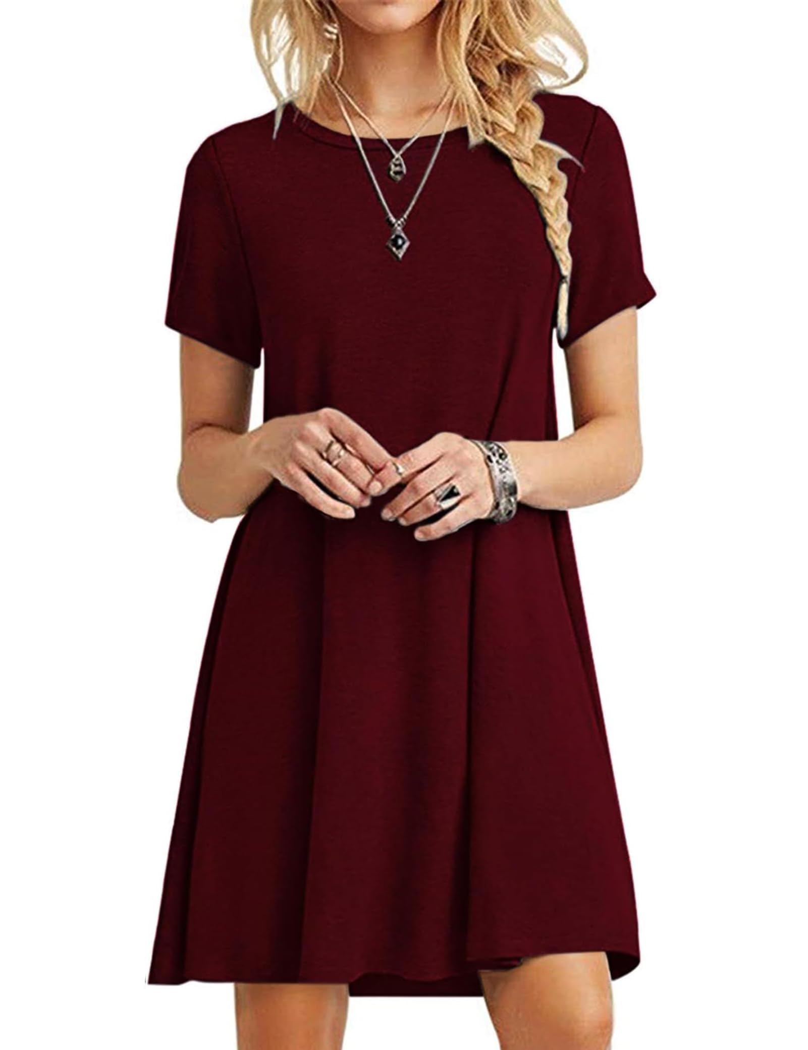 MOLERANI Women's Casual Plain Simple T-Shirt Loose Dress