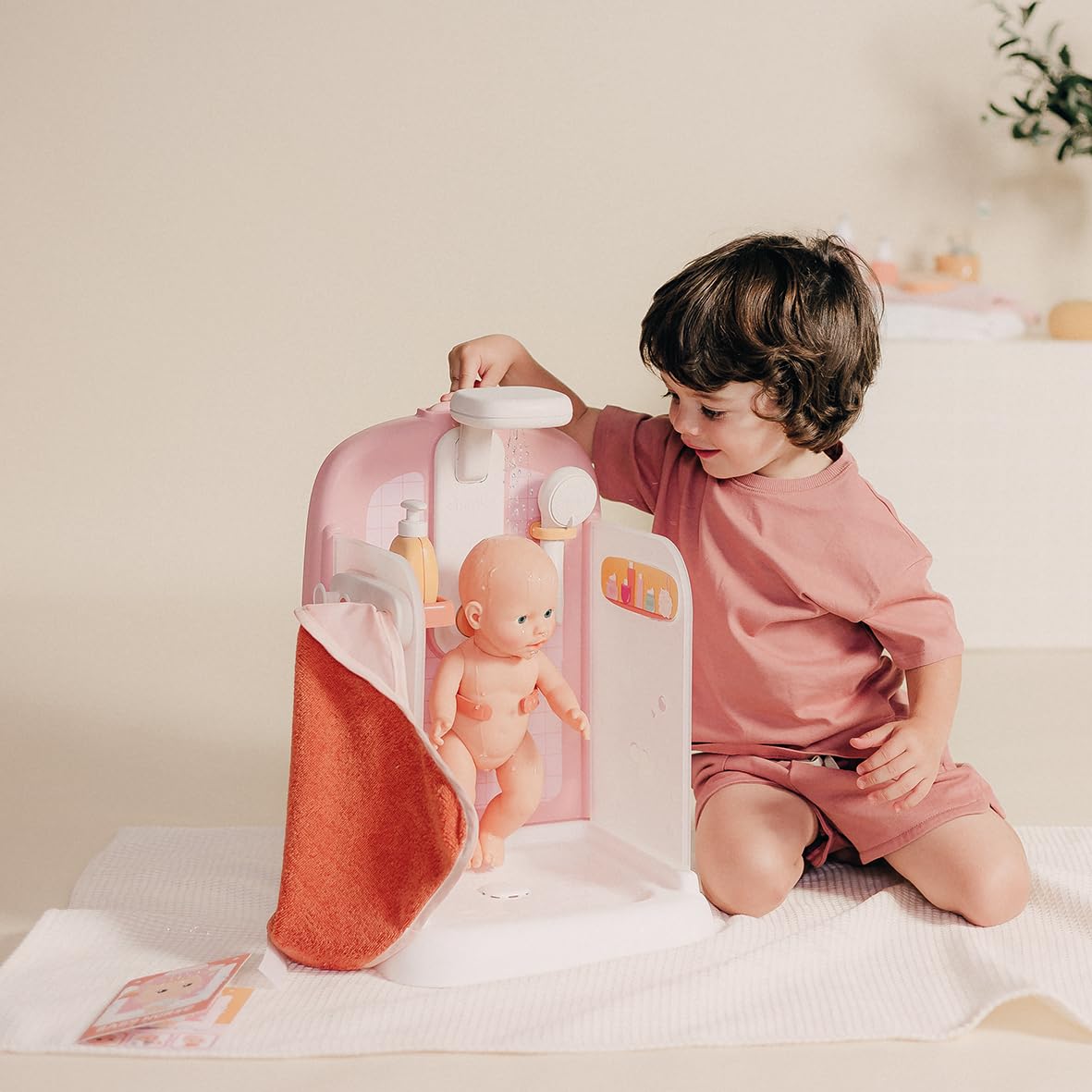 Smoby - Baby Nurse - Doccia - per Bambole Fino a 40 cm - Soffione Doccia Funzionale - Numerosi Accessori - Materiale Riciclato - dai 3 Anni