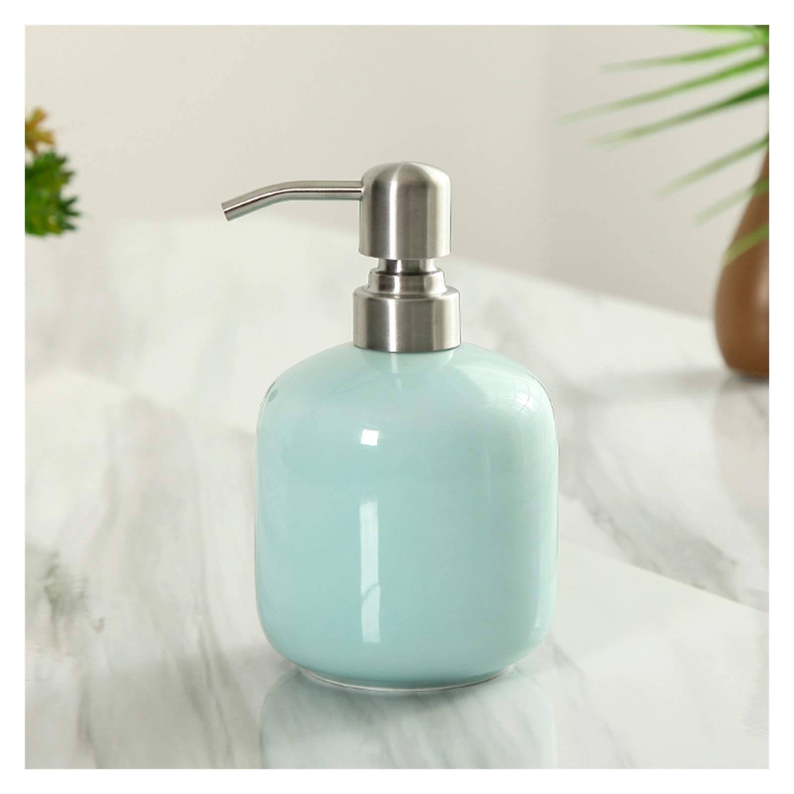 Seifenspender Lotion Flasche Dispensing Hotel Haushaltseifenspender Keramik Presse Shampoo Duschgel leerer Flasche nachfüllbarer Seifendosierer (Color : B)