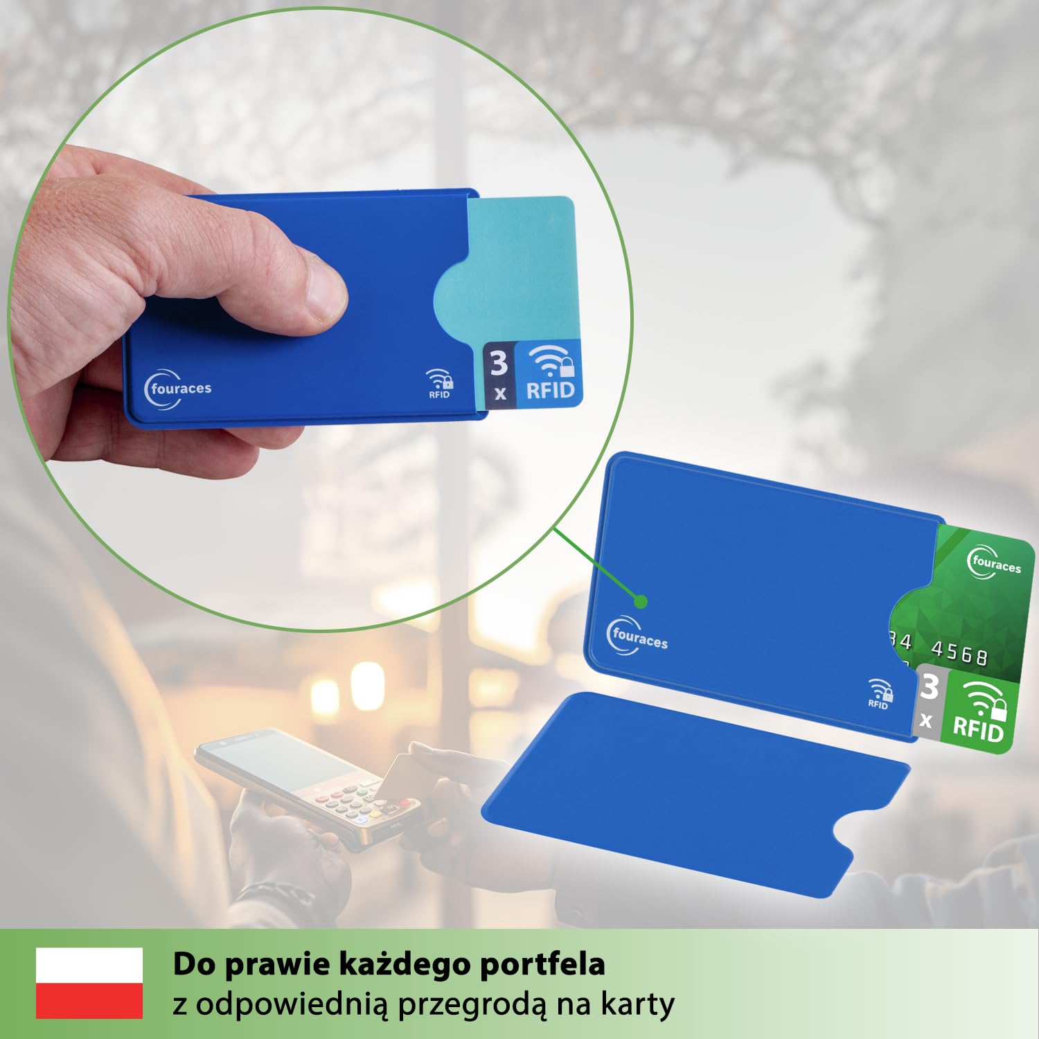 fouraces 3x etui ochronne z blokadą RFID – różne kolory – zabezpieczenie przed kradzieżą danych – etui NFC – etui na karty kredytowe i karty EC, etui na karty EC na karty bankowe