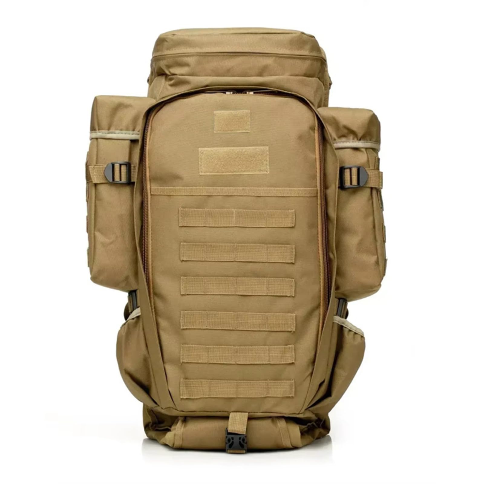 CINGHI LUSSO Military Backpack 70L Nylon Assault Pack Tactical Molle Rucksack with Rifle Case Gun Bag for Shooting Hunting Fishing Hiking Large Army Backpack Outdoor Waterproof (Khaki)