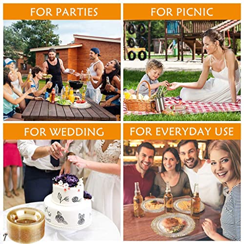 Liacere B083FDXMBF 60Pieces Gold Plastic Bowls-Disposable Gold Glitter Dessert Bowls-12Oz Premium Plastic Soup Bowls thumb #7