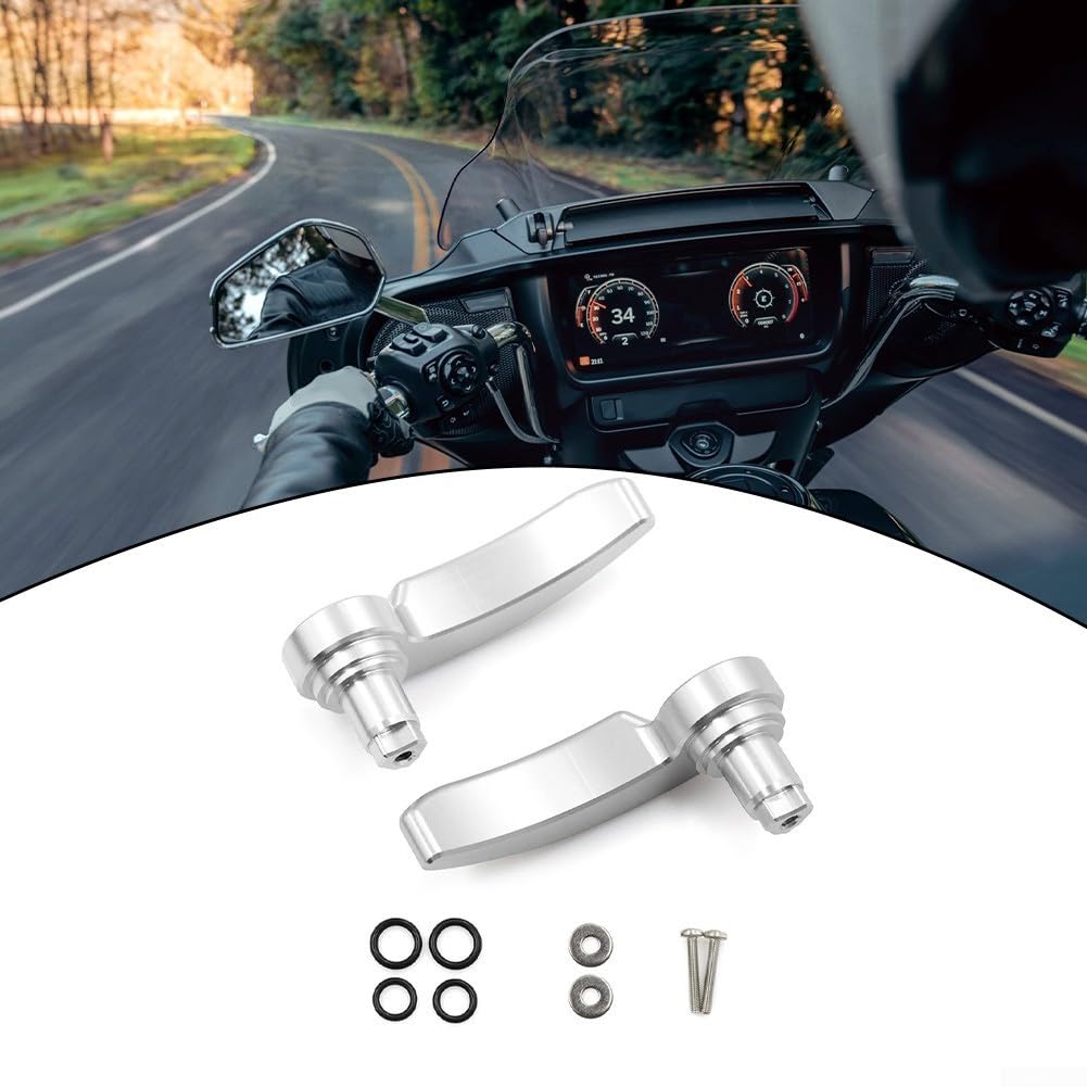 Aluminum Saddlebag Latch Lever Lid Lifter for Touring For Road Glide 2014-21, Compatible with CVO Models, Black Anodized Billet Metal(SILVER) — view 2