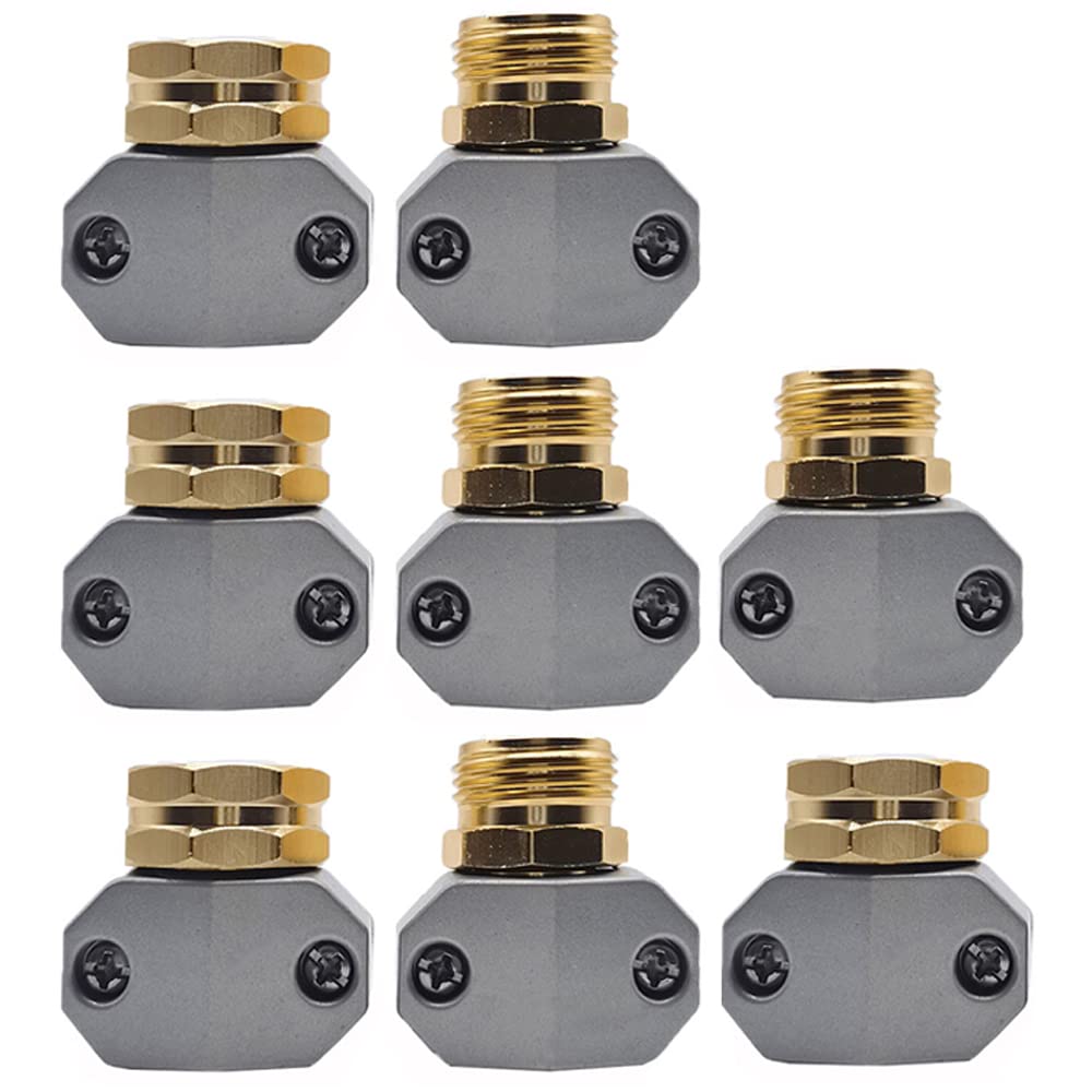 8 raccordi per riparazione di tubi da giardino, adatti per tubi da giardino da 5/8 "e 3/4", tubo dell'acqua femmina maschio di riparazione del tubo da giardino