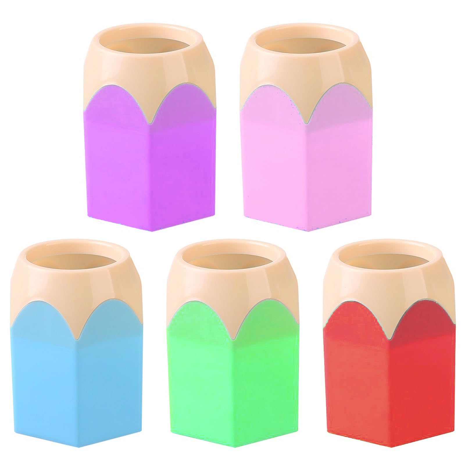 HDOYTXXM Colorful Pencil Shaped Desktop Sturdy Round Base ABS Multifunctional Stationery Storage Cup Creative Colorful Pencil Holder