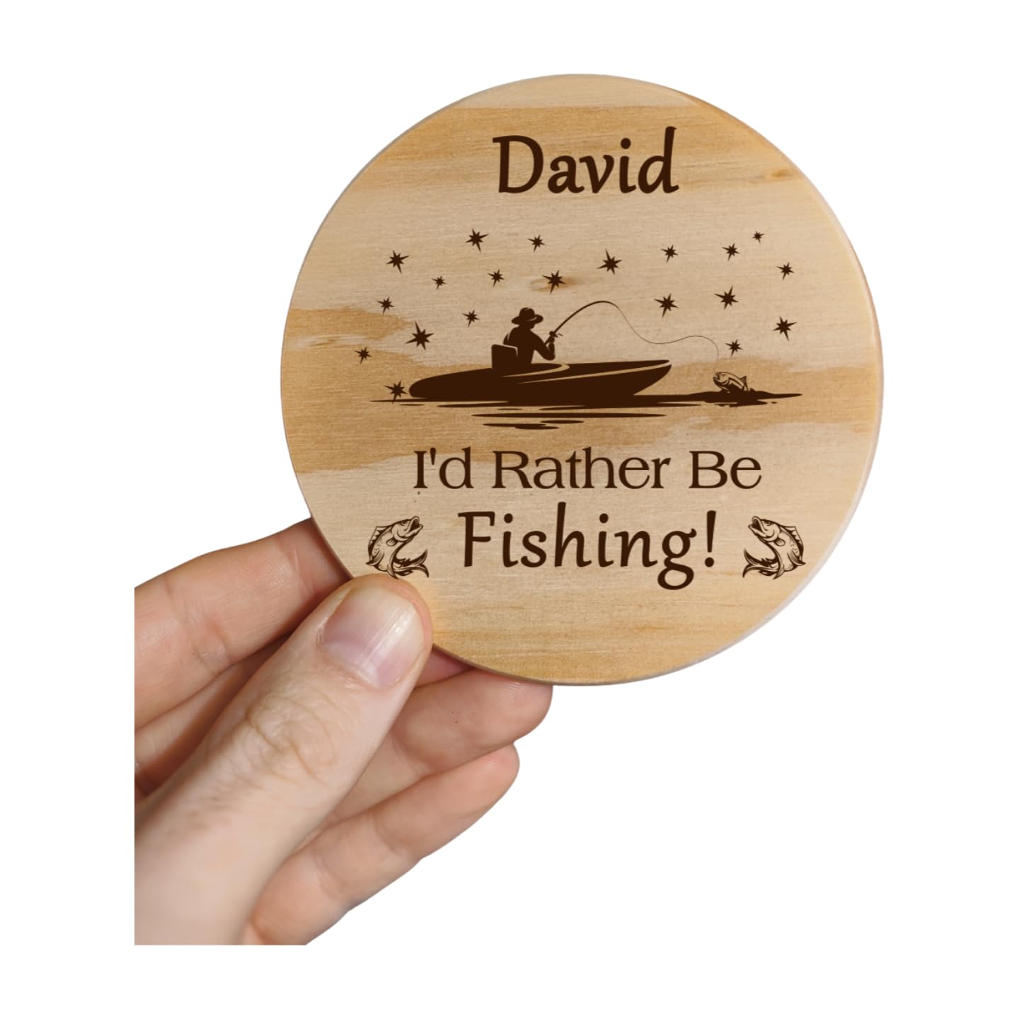 Personalised Rather be Fishing Gift Laser Engraved Slate Coaster for Him or Her Fisherman who loves to Fish (Design 4)