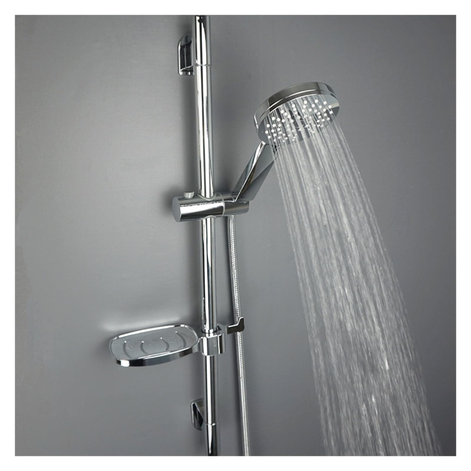 Bară de duș reglabilă, tijă de ridicare extensibilă, montare pe perete, coloană de duș cu 3 pulverizatoare, cap de duș cromat pentru baie, bară glisantă pentru duș (culoare: set complet fără vas) - Amazon.com