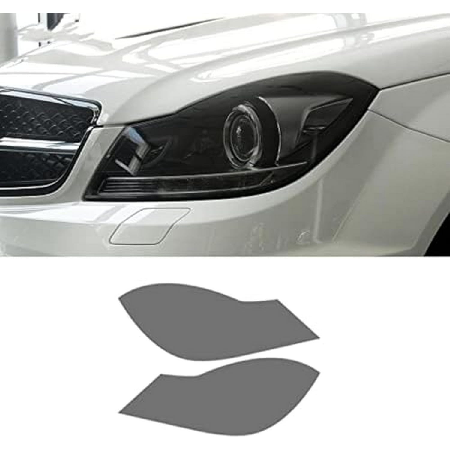 Film de protection de phare Benz Classe C W204 anti-jaunissement en TPU fumé noirci