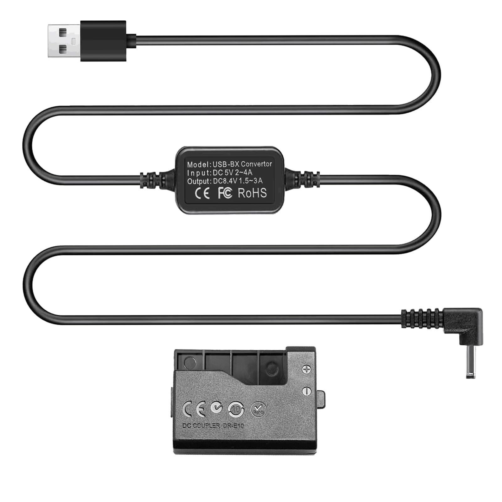 LP-E10 Dummy Battery USB Power Cord ACK-E10 Power Supply DR-E10 DC Coupler Kit for Canon EOS Rebel T7 T6 T5 T3 1100D 1200D 1300D 1500D 2000D, Kiss X50 X70 X80 X90 Cameras.