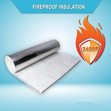 Ceramic Fiber Blanket with Aluminum Foil Facing - 2400F High Temperature Insulation Blanket for Stove Furnace Forge Kiln Fireplace,Thickness: 40mm