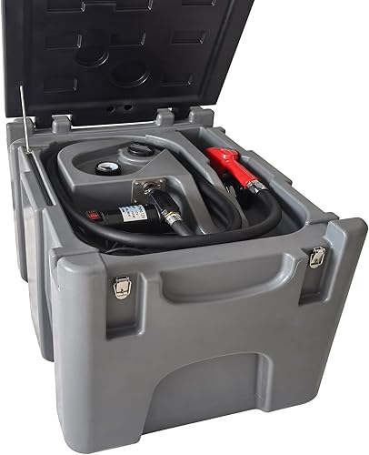 EASYBERG Tanque diésel portátil de 55 galones con bomba de transferencia eléctrica de 12 V y 10 GPM, cable eléctrico de 13 pies y cubierta con