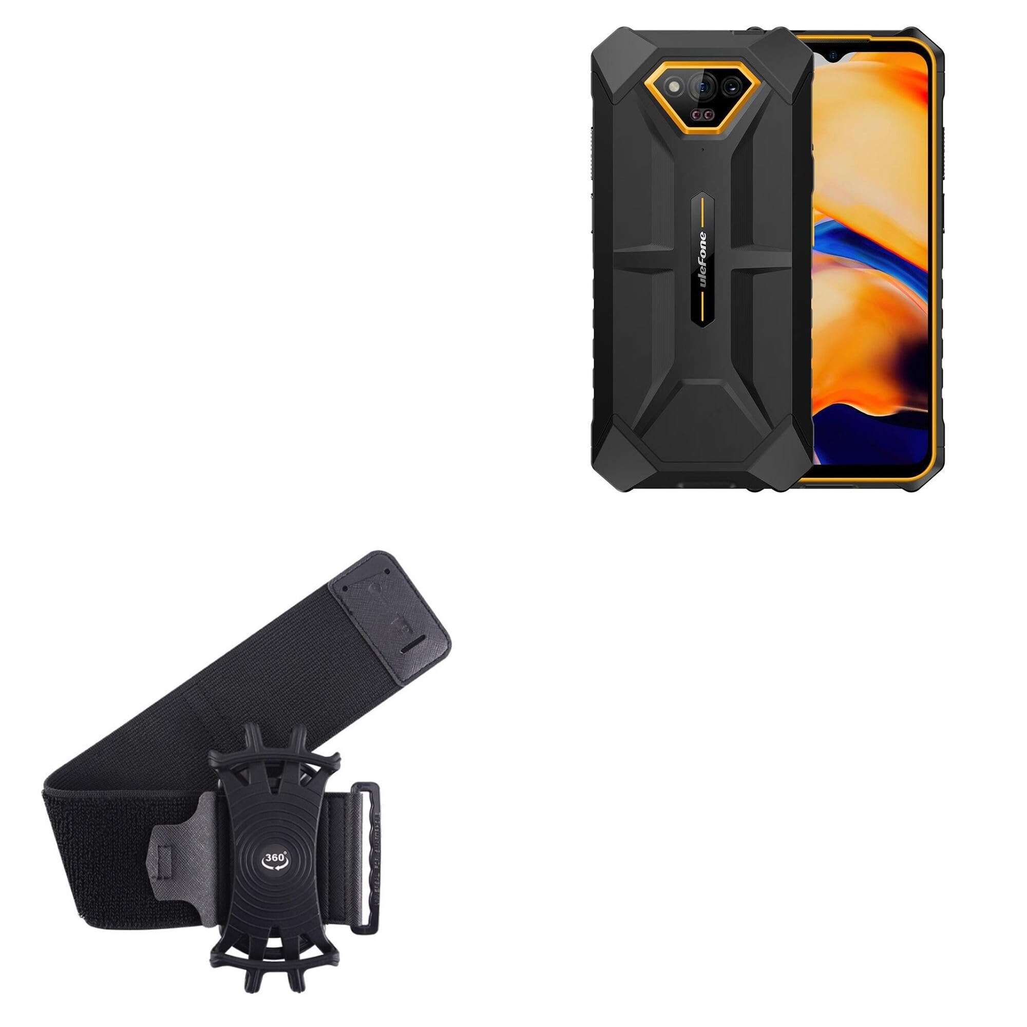 BoxWave Holster Compatible with Ulefone Power Armor X13 - ActiveStretch Sport Armband, Adjustable Armband for Workout and Running - Jet Black