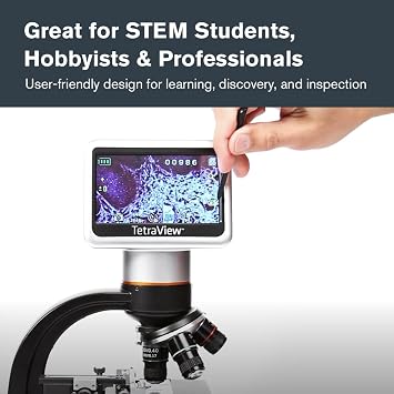 Celestron TetraView LCD Digital Microscope Biological Microscope with a Built-in 5MP Digital Camera Adjustable Mechanical Stage Carrying Case and 2GB Micro SD Card