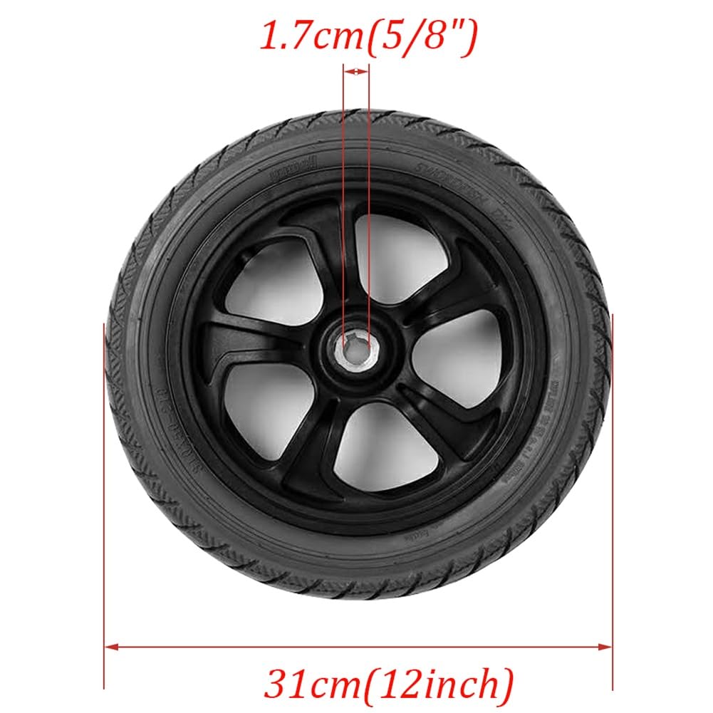 Accesorios de Ruedas de Repuesto for Silla de Ruedas Eléctrica de 12 Pulgadas, Neumáticos Macizos, for Sillas de Ruedas Eléctricas