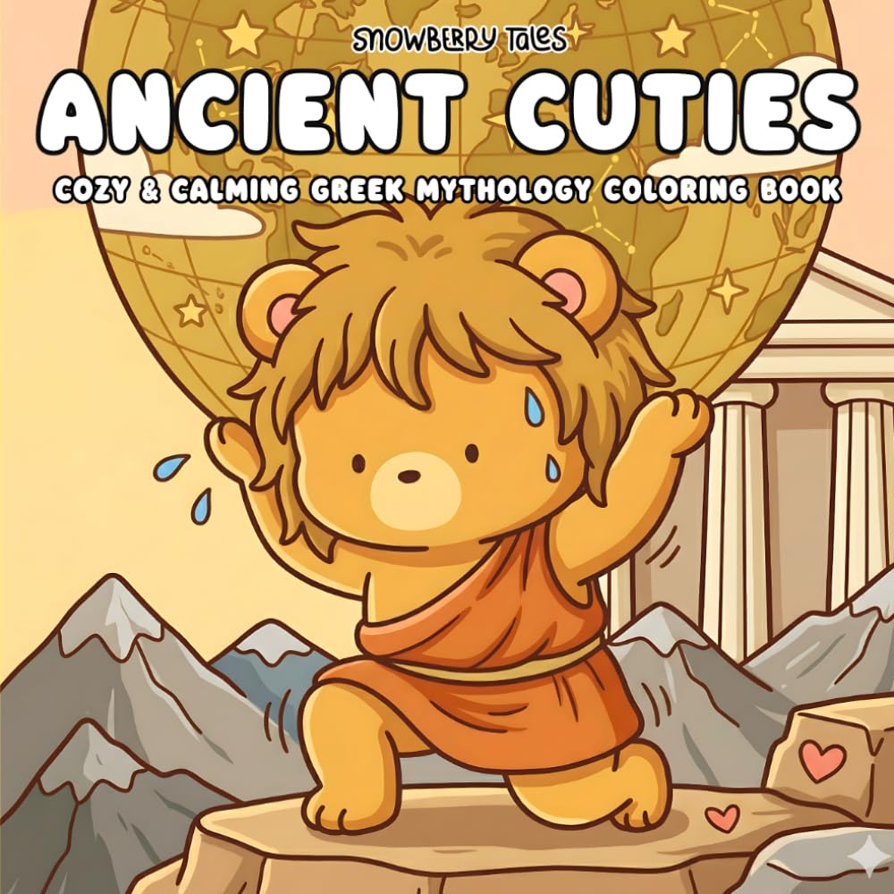 Ancient Cuties – Cozy & Calming Greek Mythology Coloring Book: Adorable Kawaii Gods, Heroes & Myths for Relaxation & Creative Fun | Cute Characters, Ancient Scenes & Mythical Vibes