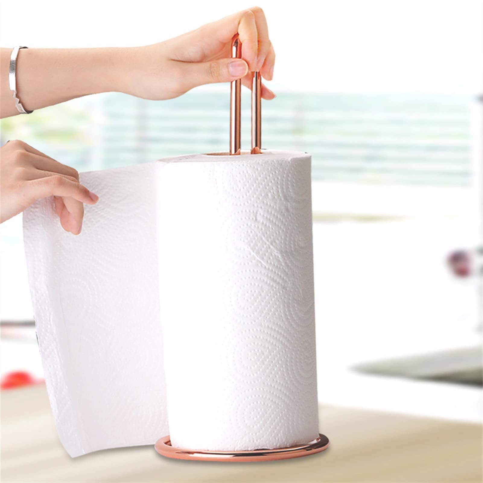 Küchenrollenhalter Edelstahl Küchenrolle Papier Handtuchhalter Badezimmer Tissue Stand Aufbewahrungsregal Esstisch Vertikale Servietten Rack Papierhandtuchhalter (Color : Golden)