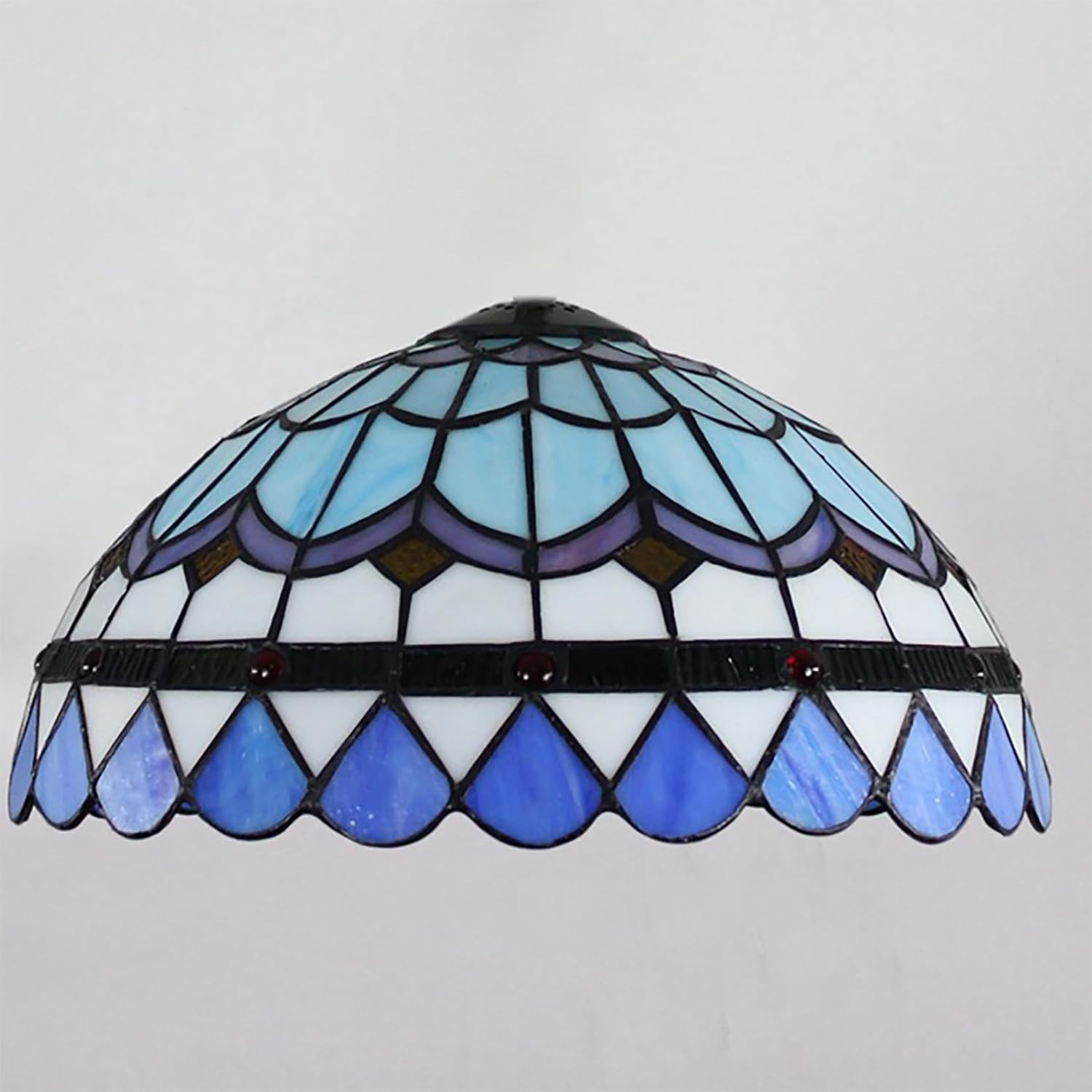 Blue Stained Glass Lamp Shade Replacement Table Lamp Ceiling Lamp, Tiffany Style 16" White Glass Shade for Desk Lamp Pendant Light Chandelier