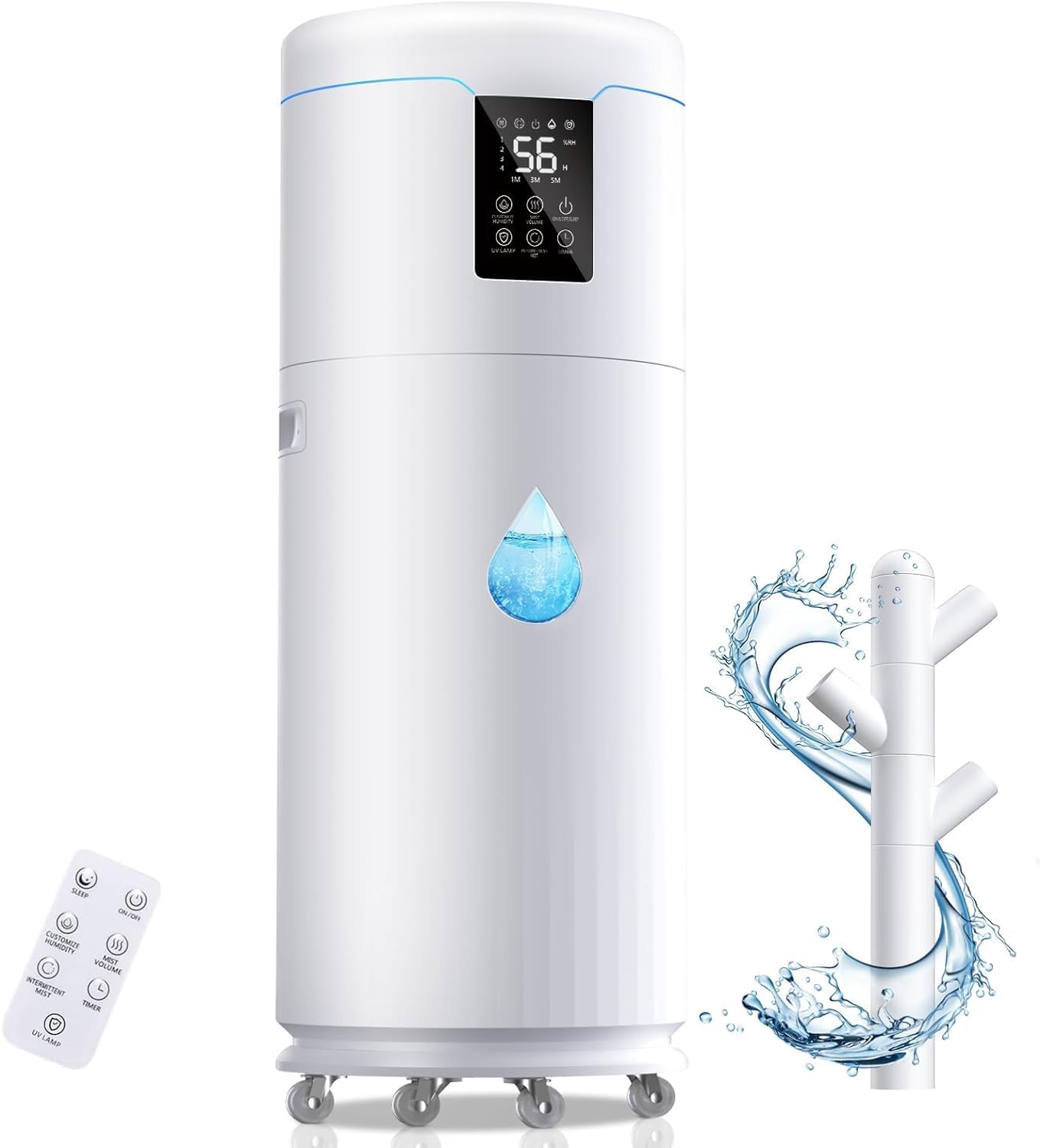 17L Humidifiers for Bedroom Large Room, 4.5Gal Cool Mist Top Fill Humidifier with 4 Mist Mode & Extension Tube, Diffuser, 360°Nozzle, 16H Timer, Quiet Humidifier for Home Office Plant