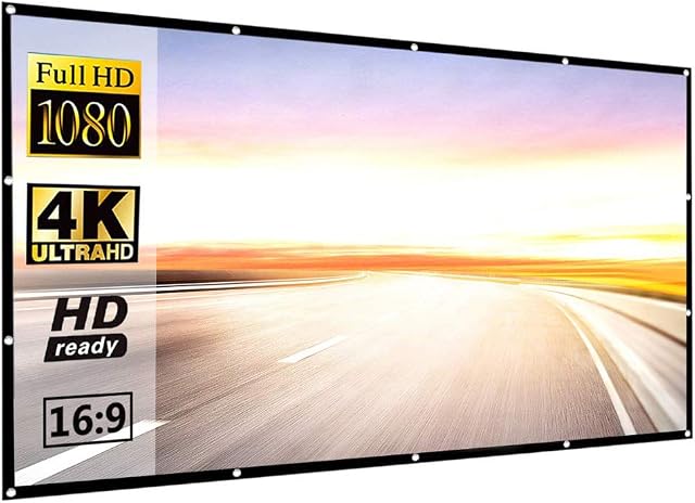 Projector Screen, White Projector Screen, 16:9 No Crease Home Theater Foldable Projection Screen (100inch)