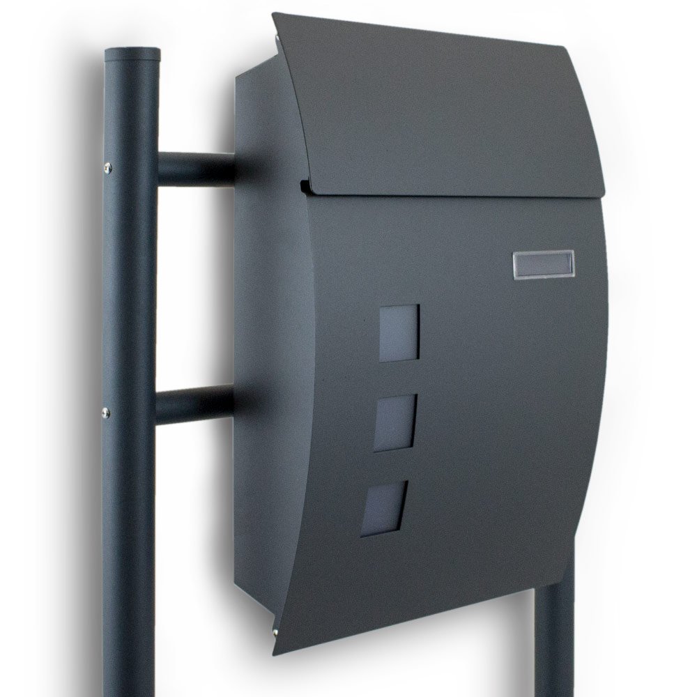 BITUXX® Standbriefkasten Briefkasten Postkasten Mailbox Letterbox Briefkastenanlage Dunkelgrau Anthrazit