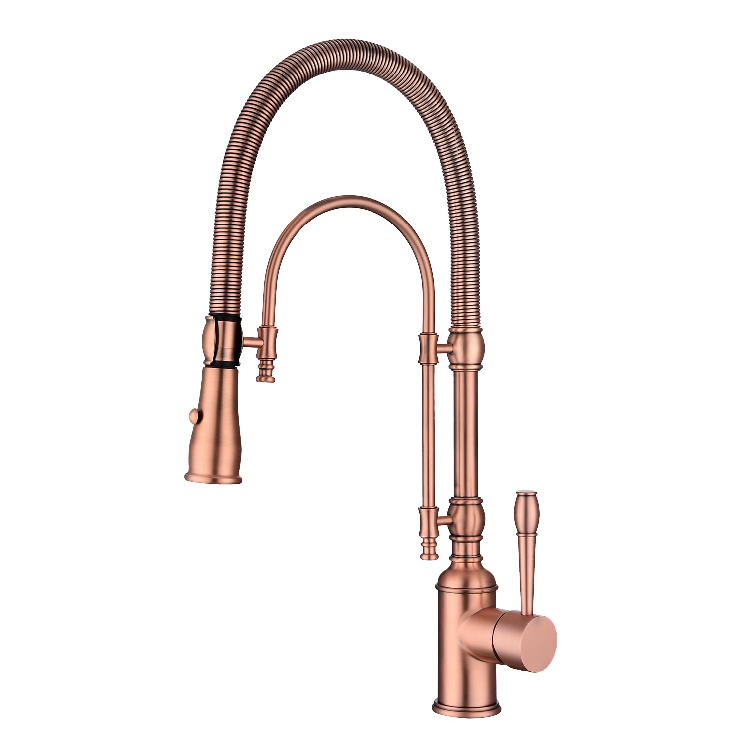 Copper Kitchen Faucet, Single Handle, 360 Swivel High Arc Kitchen Sink Faucet, Red Copper Kitchen Faucet Pull Down Solid Brass Handle
