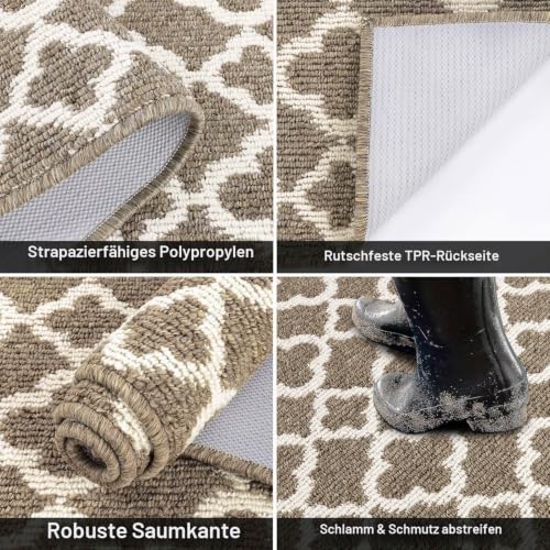 SHACOS Läufer Flur rutschfest 60x240 cm, Teppichläufer waschbar, Braun – Ansicht 2