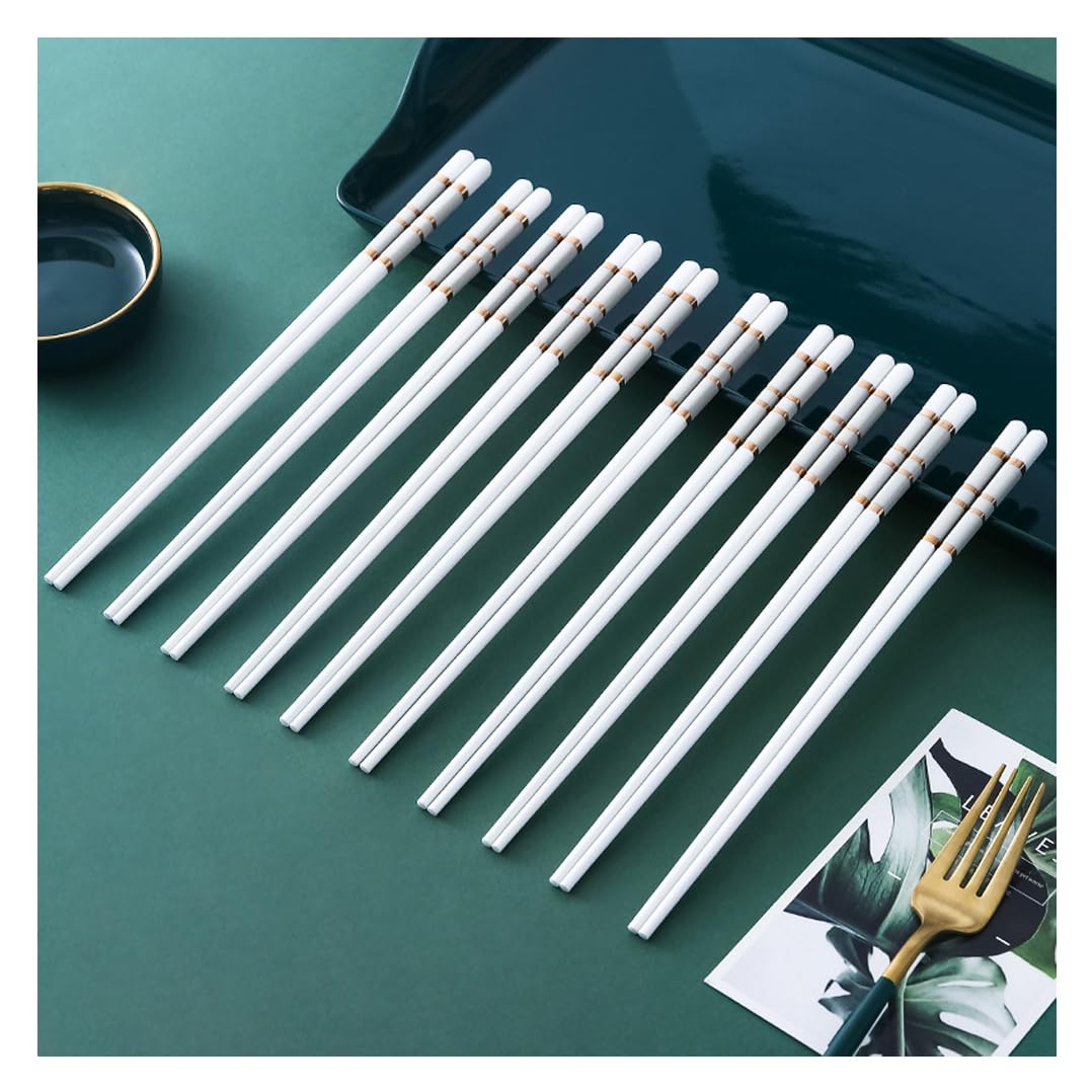 Baguettes, coffret cadeau de baguettes en porcelaine, coffret cadeau de 10 paires de baguettes réutilisables de qualité supérieure avec étui, baguettes chinoises en céramique d'os de haute qualité ave