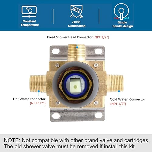 Miniatura 24 de POP SANITARYWARE Juego de grifo de ducha cromado para baño, sistema de ducha de lluvia montado en la pared de 8 pulgadas, juego de cabezal de ducha