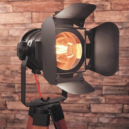 Miniatura 5 de Lámparas de pie industriales para sala de estar, lámpara de trípode de granja para dormitorios, estilo vintage Steampunk ajustable de 55 pulgadas,